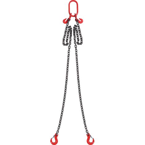 Mophorn Imbracatura a catena di sollevamento a 2 gambe con ganci e regolatori, 8 mm x 180 cm, Capacita carico 2993 kg, Grado 80 per Carrello elevatore, Paranco a motore, Banchina, Cantiere, Fabbrica
