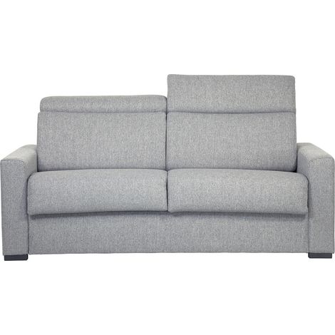 Schlafsofa hellgrau mit 18 cm Matratze und verstellbaren Kopfstützen NORO