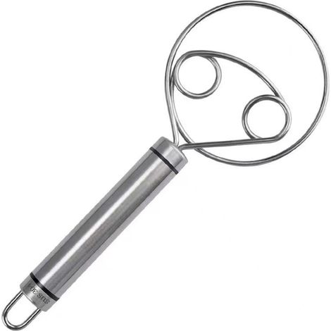 Fouet de Boulangerie en Acier Inoxydable à Double Coils - Bâton Mixeur pour Pâte à Distribution Anti-Adhérente et Tenue Main Confortable-x (1/2)