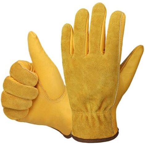 Gants de travail en cuir 1 paires de gants de réparation de voiture de jardin de construction résistants à l'eau disponibles en taille XL pour hommes et femmes (1/5)