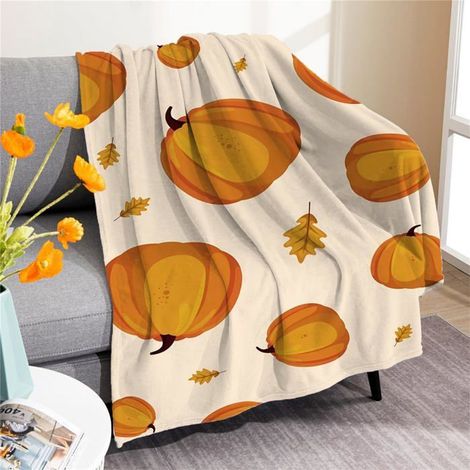 Plaid Polaire Halloween Kürbis, weiche und leichte Flanell-Decke für alle Jahreszeiten, Sofa-Überwurf (100x150 cm)