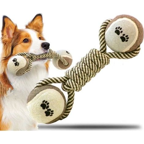 Jouet Chien Indestructible,Jouets pour Chien Balle de Tennis,Jouets à mâcher de Corde de Coton Durable, Bénéfique pour la Santé (1/4)