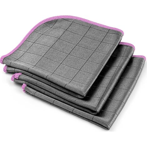 Lot de 3 chiffons de nettoyage en microfibre, 30 x 30 cm, 400 g/m², non pelucheux, sans traces, pour vitres, miroirs, pare-brise, acier inoxydable (1/5)