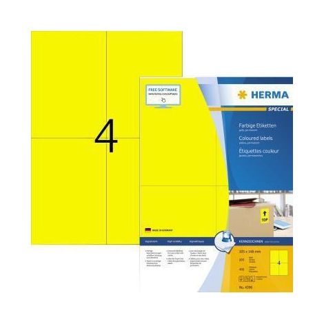Herma Etiq. couleur jaune105x148 100f. DIN A4 400 pièces 4396 (1/4)