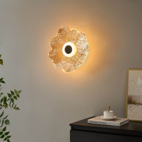 Decken- oder Wandleuchte LED bernsteinfarbenes Glas in Wellenform - Lioria