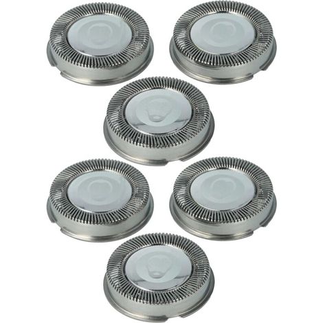 vhbw 6x Ersatz-Scherköpfe kompatibel mit Philips HS550, HS555, HS655, HS 355B, HS536, HS540, HS355A, HS360, HS545 Elektrorasierer, Silber