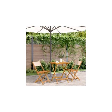 Ensemble de bistro 3 pcs beige tissu et bois massif (1/5)