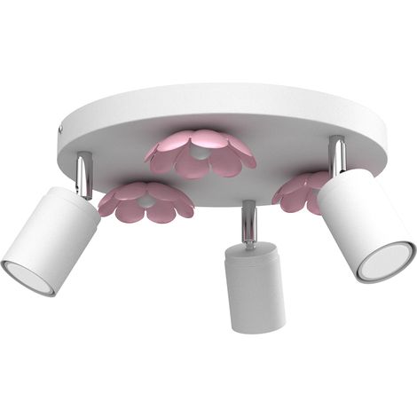 Plafonnier Luminex Flower rond blanc, 3 spots GU10