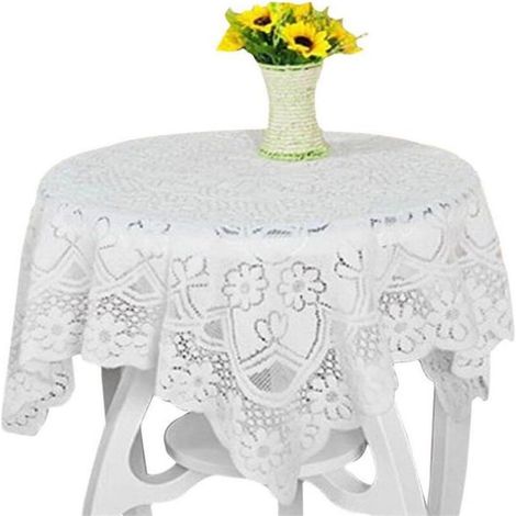 Nappe en dentelle brodée, idéale pour les hôtels, les tables basses, la décoration, les tables à manger, les mariages, les fêtes prénatales ou comme accessoire photo. Format rectangulaire ou carré, en (1/5)