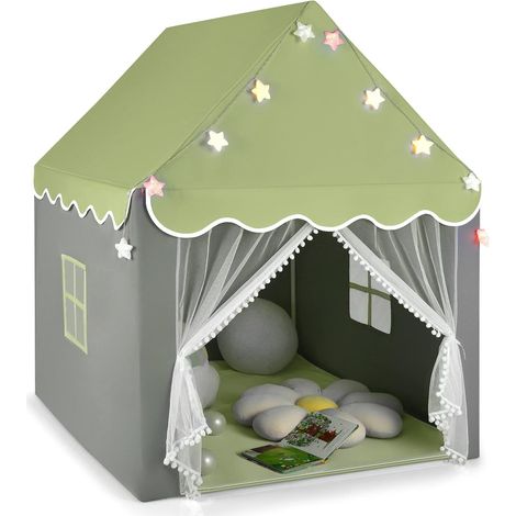 Goplus – Tente de jeu enfant 105 x 120 x 140 cm – Tapis épais lavable – Structure stable en bois de pin – Pour intérieur et extérieur (1/5)