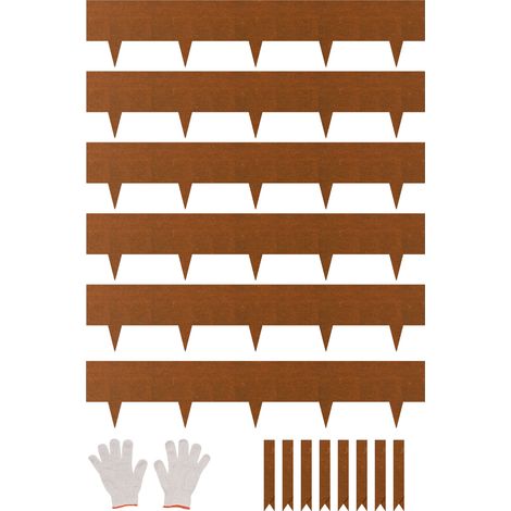 VEVOR Rasenkante, 6er Pack 1016x203,2 mm, Gartenpalisade, Beeteinfassung, Metall-Landschaftseinfassung, biegbare Garteneinfassung, Haifischstachel, Raseneinfassung für Blumenbeete, Hofwegteiler (1/5)