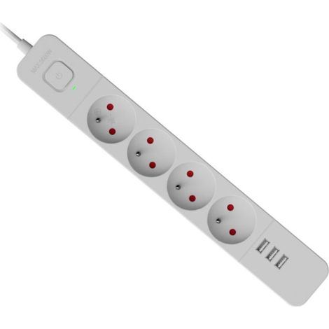 Multiprise Defender SFS 133, 1,5 m, 4 prises, 3 ports USB, blanche (1/5)