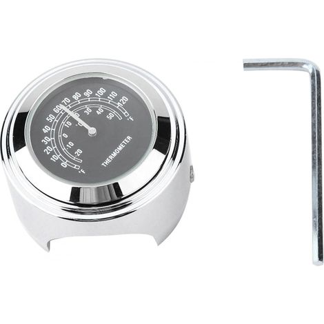 Thermomètre de montage sur guidon, accessoires d'horloge de thermomètre de température de montage noir de 22-25mm (en aluminium) (1/5)