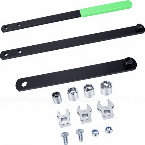 Kit d'outils pour courroie serpentine, clé de tension 1/2" et 3/8" avec 4 douilles, 3 leviers, 2 paires de vis à tête hexagonale (1/5)