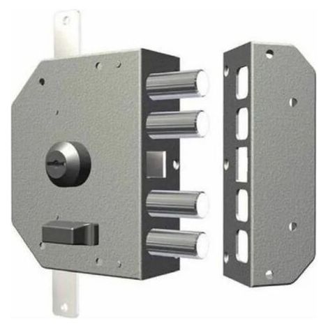 Serratura Porta Blindata con Scrocco Cilindro Chiusura Triplice 4 Catenacci + chiave - Entrata 60 mm Mano Sinistra - 3250C-02N (1/2)