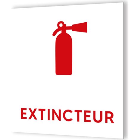 Pictogramme Extincteur - Panneau signalétique Dibond aluminium - Blanc et Rouge - 20x20 cm, 3 mm, fixation multiple (1/5)
