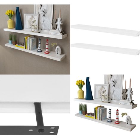 2 Étagères murales MDF Blanc Rangement de livres/DVD - Etagere Murale - Rangement Mural - Étagère Blanche - Meuble Blanc - Décoration Murale - Home & Living (1/5)