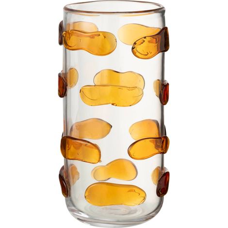 Vase en verre ambre à reliefs galets - ambre et transparent (1/5)