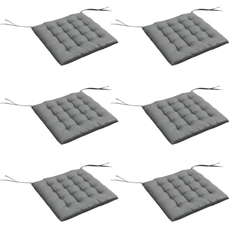 Juego de 6 Cojines para Sillas de Comedor 40x40 cm 6 Piezas Cojines para Sillas de Jardín Acolchados con Cintas Gris