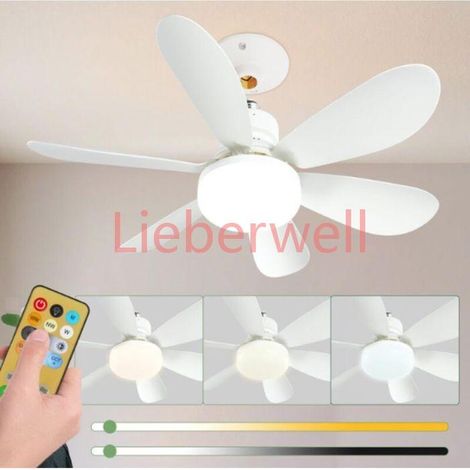 52cm Silencieux Ventilateur de Plafond avec Lumière et Telecommande, 40W Lampe Ventilateur Plafond avec Douille E27, Dimmable LED (1/4)