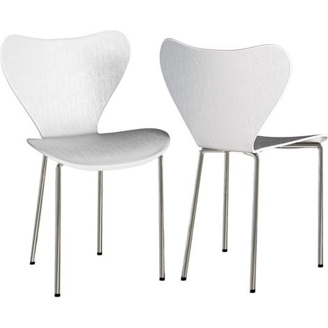 Lot de 2 chaises de salle à manger en plastique pour la maison et le bureau Blanc (1/5)