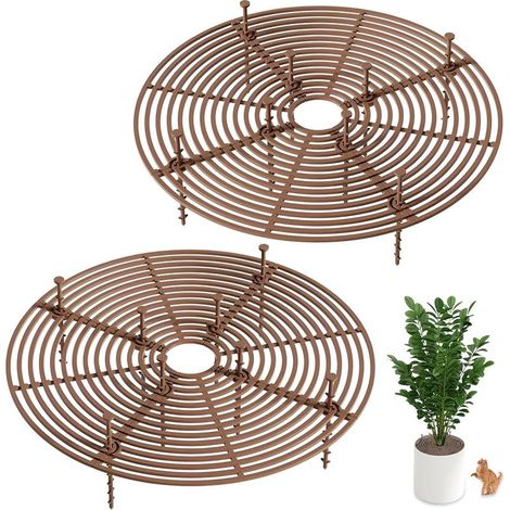 Lot de 2 Grilles de Protection pour Pots de Fleurs – Couvre-Sol Découpable avec Piquets Profonds, Protection des Plantes contre les Chats (1/5)
