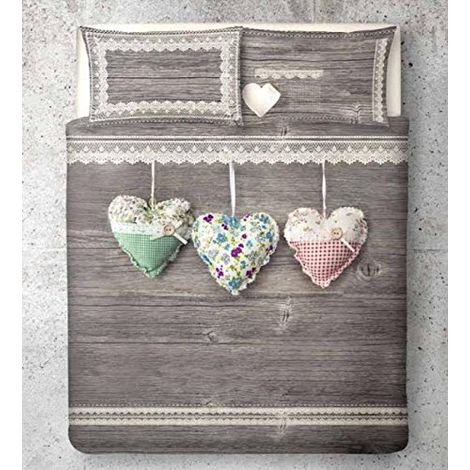 Copripiumino Matrimoniale Stampa Digitale Cuori Love Made in Italy