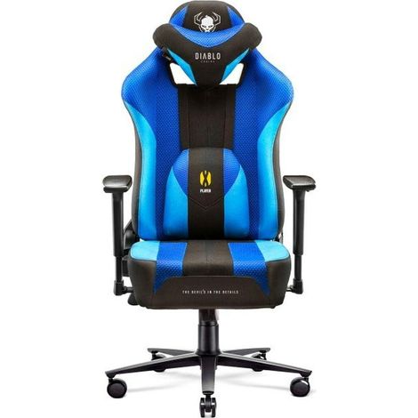UNKNOWN Diablo Fauteuil Gaming Tissu X-Player 2.0 - Chaise Gamer avec Accoudoirs 3D - Coussin Cervical/Lombaire Fonction Basculement - Chaise Bureau Gaming 150 kg - Chaise Gaming Ergonomique - Normal (1/3)