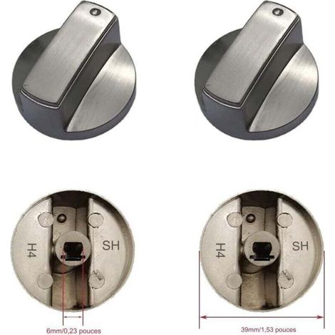 Lot de 4 boutons de cuisinière à gaz universels en métal pour cuisinière à gaz - 6 mm