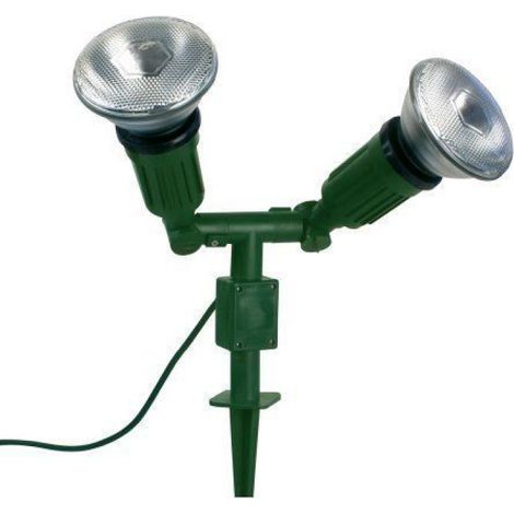Piquet Avec 2 Spots - Câble Caoutchouc 1,4 Mm - Pour Jardin Terrasse Extérieur - 1 Unité