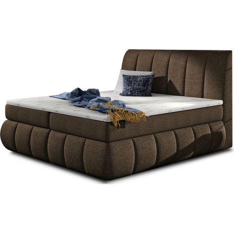 Lit continental tissu marron Florencia-140x200 (1/5)