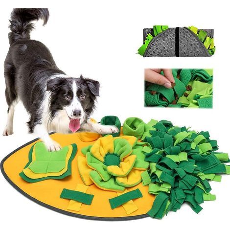 Alfombra olfativa para perros, lavable, juguete inteligente, plegable, antideslizante, juguete de olfato, juguete inteligente para mascotas, perros y gatos (forma de hoja) (1/5)