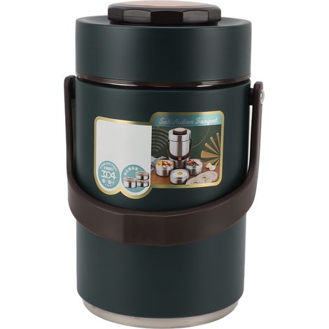Isolierte Edelstahl-Lunchbox mit großem Fassungsvermögen, tragbare, isolierte Edelstahl-Lunchbox für Schüler und Erwachsene, 2300 ml (1/5)