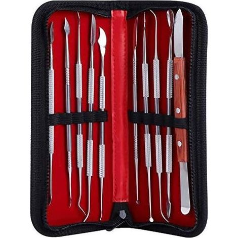 10 pcs outil de sculpture à la cire, acier inoxydable, double extrémité, pour cire, argile, savon, bois, linoléum (1/5)