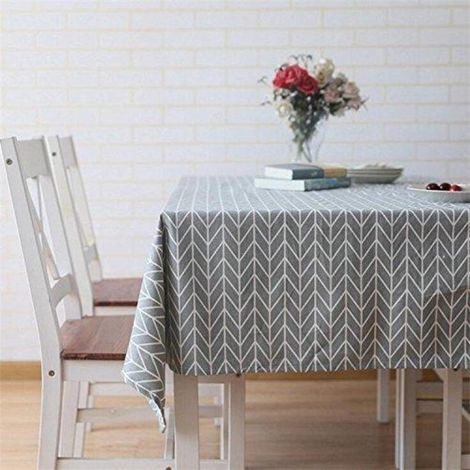 Rechteckige Tischdecke Baumwolle Leinen 90x90 cm Grau Twill Muster