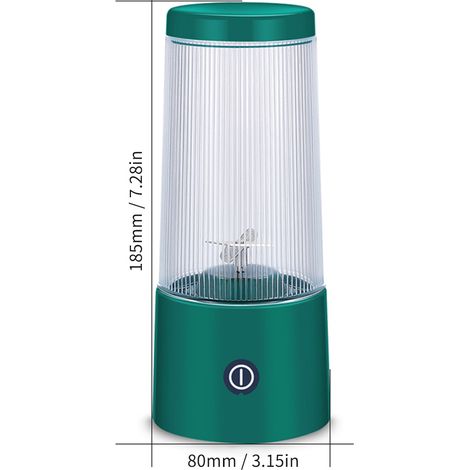 Mixeur portable avec quatre lames, gobelet de 350 ml, mélangeur de fruits amovible, rechargeable par USB, idéal pour le sport, les voyages et les activités de plein air. (1/2)