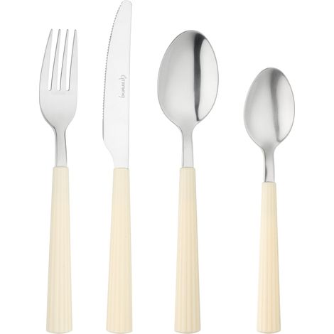 Couverts de bistro, ensemble de 16 pièces, acier inoxydable 18/0, manche arrondi, blanc (1/5)
