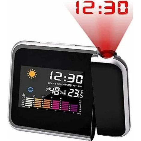 Station météo Horloge de projection Creative Muet Écran couleur LED Calendrier perpétuel Météo Réveil électronique (1/4)