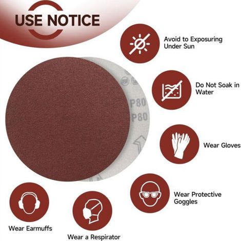 Disque ponçage 180mm - Lot 30 - Grain 80 sans trou - Pour ponceuse murale girafe Aucuneary (1/5)