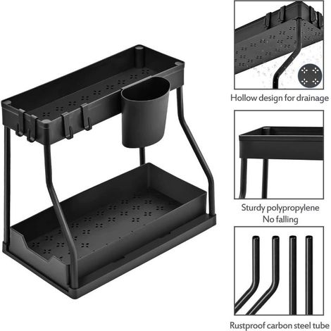 Étagère de rangement à plusieurs niveaux pour tiroirs, assaisonnements, produits ménagers, cuisine, lavabo, accessoires de salle de bain (1/5)