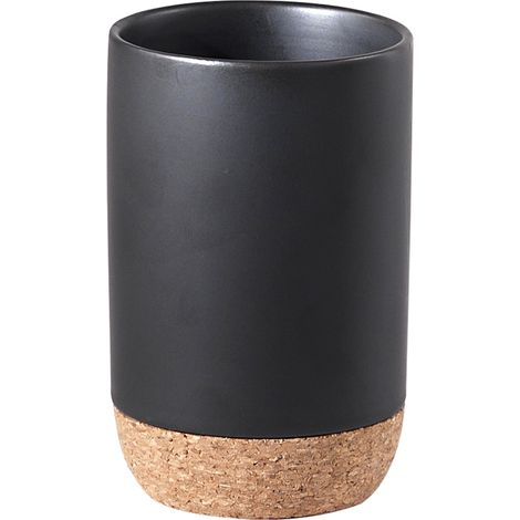 Portaspazzolini d'appoggio in ceramica e sughero IL98 Gedy serie ILARY Nero Matt