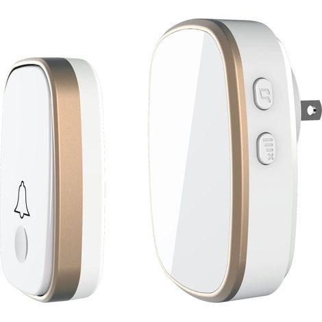Sonnette sans fil avec une portée suffisante, 4 niveaux de volume et un mode silencieux. Sonnette LED clignotante.-AquaForge