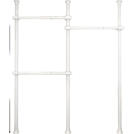 Perchero, altura regulable, estantes extraíbles, 3x3, blanco (1/2)
