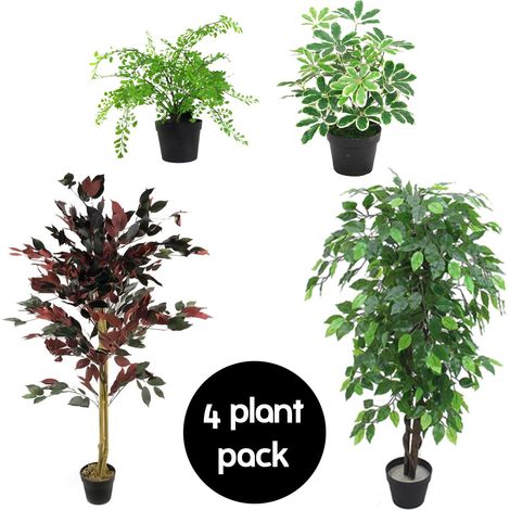 Pack of 4 Mixed Artificial Plants and Trees (1/2)