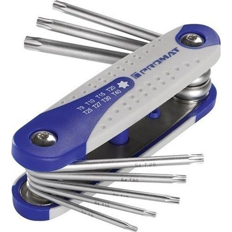 Juego de destornilladores de 8 piezas, soporte plegable T9-T40 S2-acero PROMAT