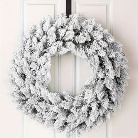 Guirlande De Noël Floquée - 40 Cm Ou 45 Cm - Décoration Porte Mur Centre De Table - Pour Intérieur Et Extérieur Abrité - 1 Pièce (1/5)
