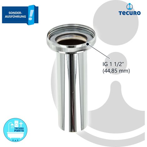tecuro Tauchrohr mit Ø 32 x 1 1/2 Zoll Überwurfmutter x 100 mm SONDERAUSFÜHRUNG, Messing verchromt (1/4)