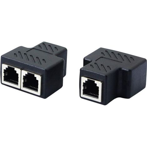 Répartiteur de prise téléphonique RJ11 femelle vers 2 femelles 6P6C coupleur en ligne adaptateur d'extension de téléphone pour télécopieur fixe (1 à 2) 2pcs (1/4)