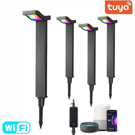 Tuya Kit 4 Paletti LED RGBW Smart Wi-Fi da Giardino con Picchetto (1/5)