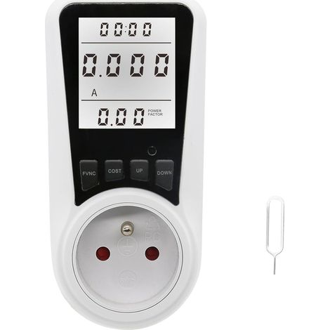 Compteur d'énergie pour prise secteur européenne, moniteur de consommation d'énergie numérique avec 7 modes de surveillance, écran LCD rétroéclairé pour le suivi en temps réel de la consommation élect (1/5)